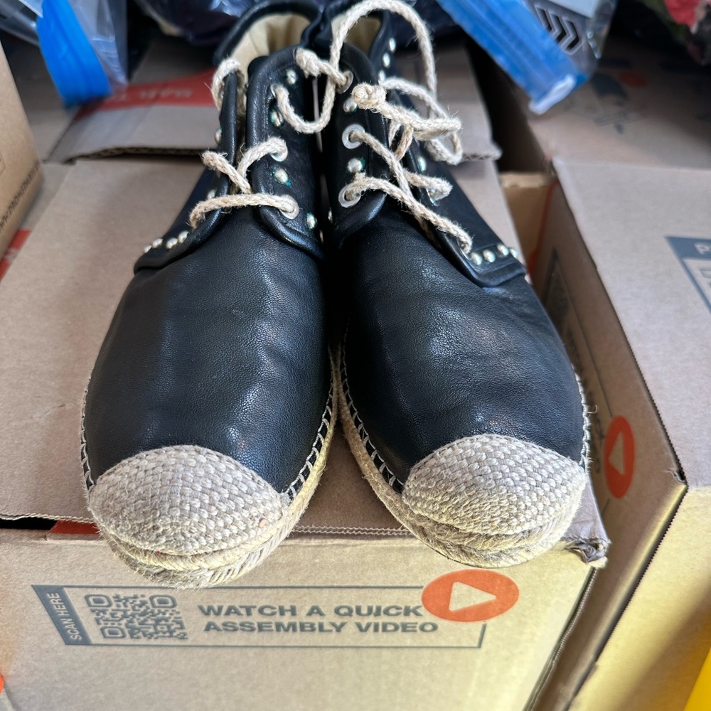 Stuart Weitzman Black Lace Up Boots